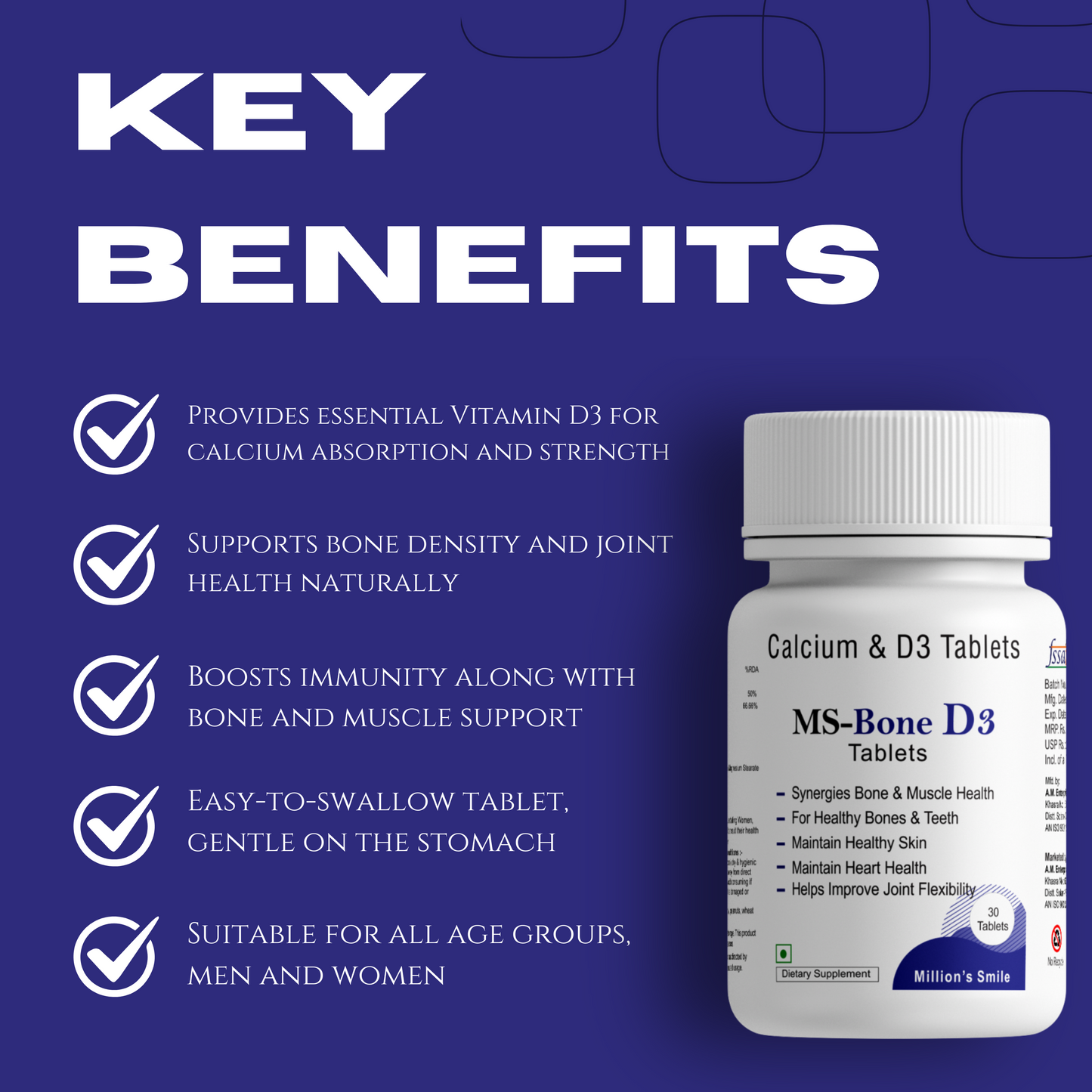 MS-Bone D3 Tablets - 30tabs.