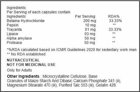 Nutritional supplement label with ingredients and their per serving amounts.