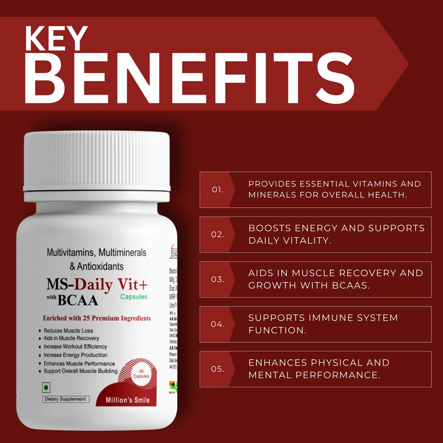 MS-Daily Vit+ with BCAA Capsules - 30caps.