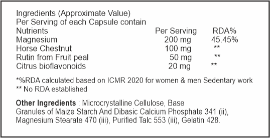Nutritional label with ingredients and their approximate values per serving