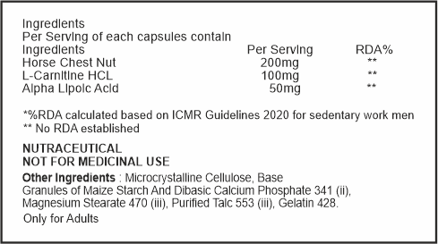 neruro_pain_relief_cap - Nutritional supplement label with ingredients and RDA information on a white background