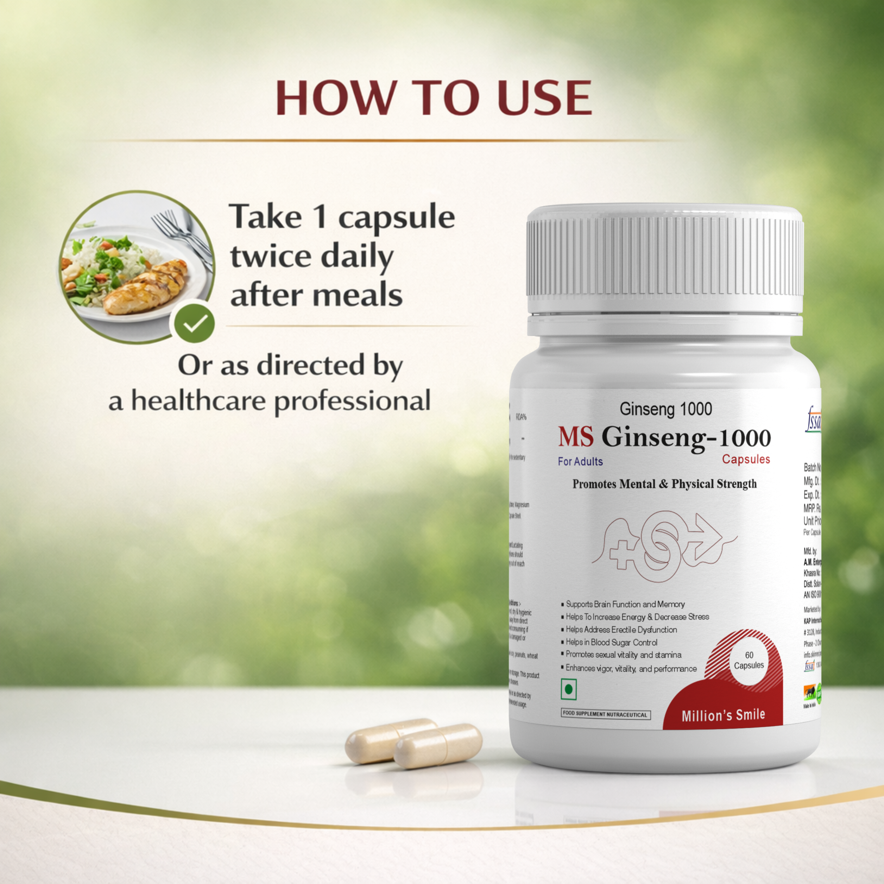 MS - Ginseng 1000 Capsules – 60 Capsules