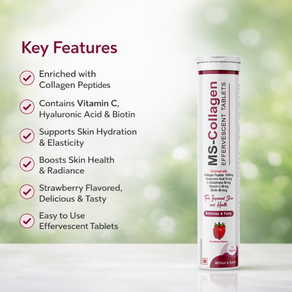 MS-Collagen Effervescent Tablets – Strawberry Flavour (15 Tablets)