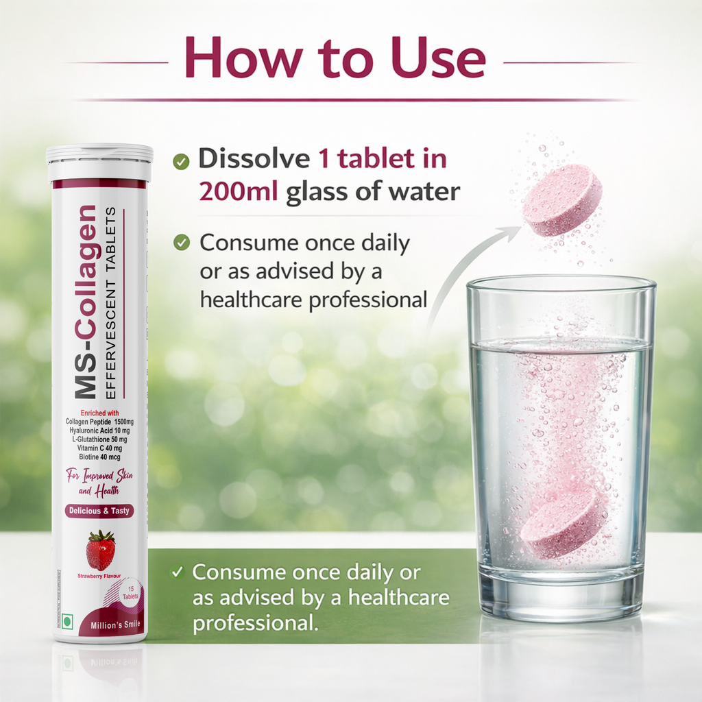MS-Collagen Effervescent Tablets – Strawberry Flavour (15 Tablets)