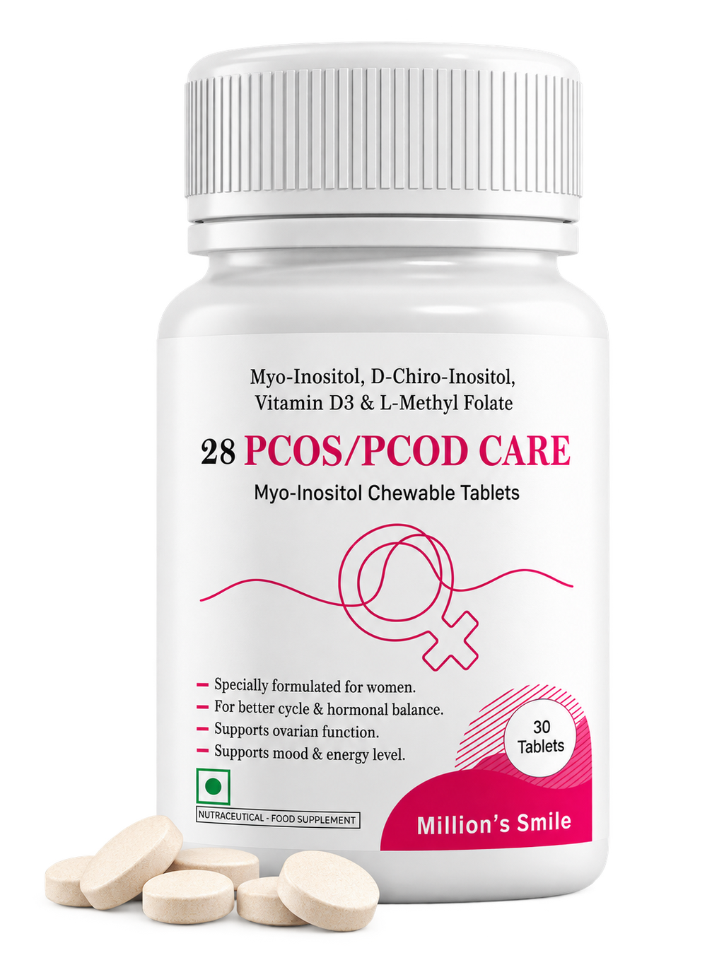 MS-PCOS / PCOD Care Myo-Inositol Chewable Tablets – 30 Tablets