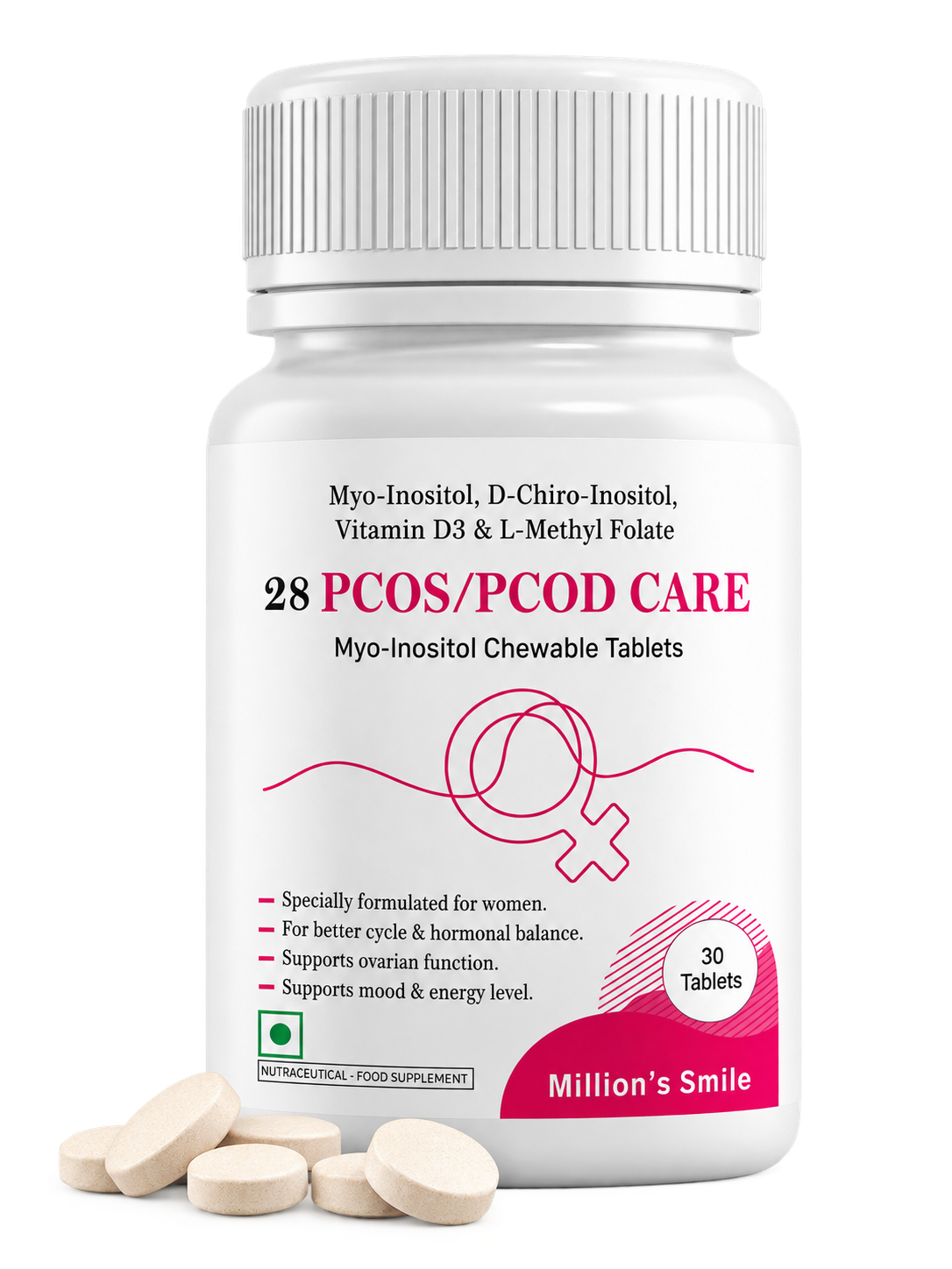 MS-PCOS / PCOD Care Myo-Inositol Chewable Tablets – 30 Tablets