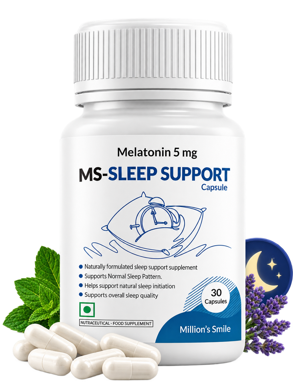 MS-Sleep Support Capsules (Melatonin 5 mg) – 30 Capsules