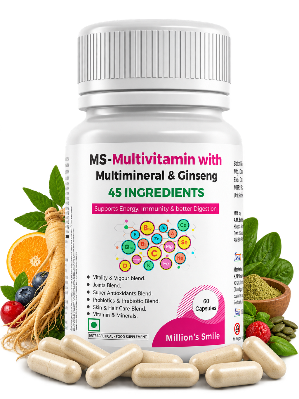 MS-Multivitamin with Multimineral & Ginseng Capsules – 60 Capsules