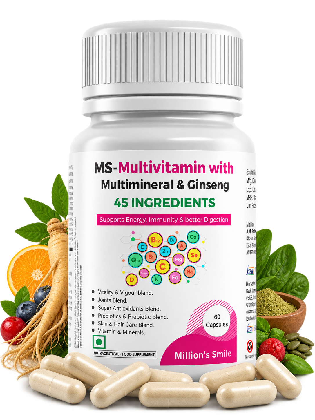 MS-Multivitamin with Multimineral & Ginseng Capsules – 60 Capsules