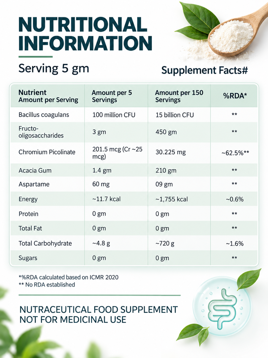 MS - Probiotic + Prebiotic Fibers Powder (Unflavoured) – 30 Servings