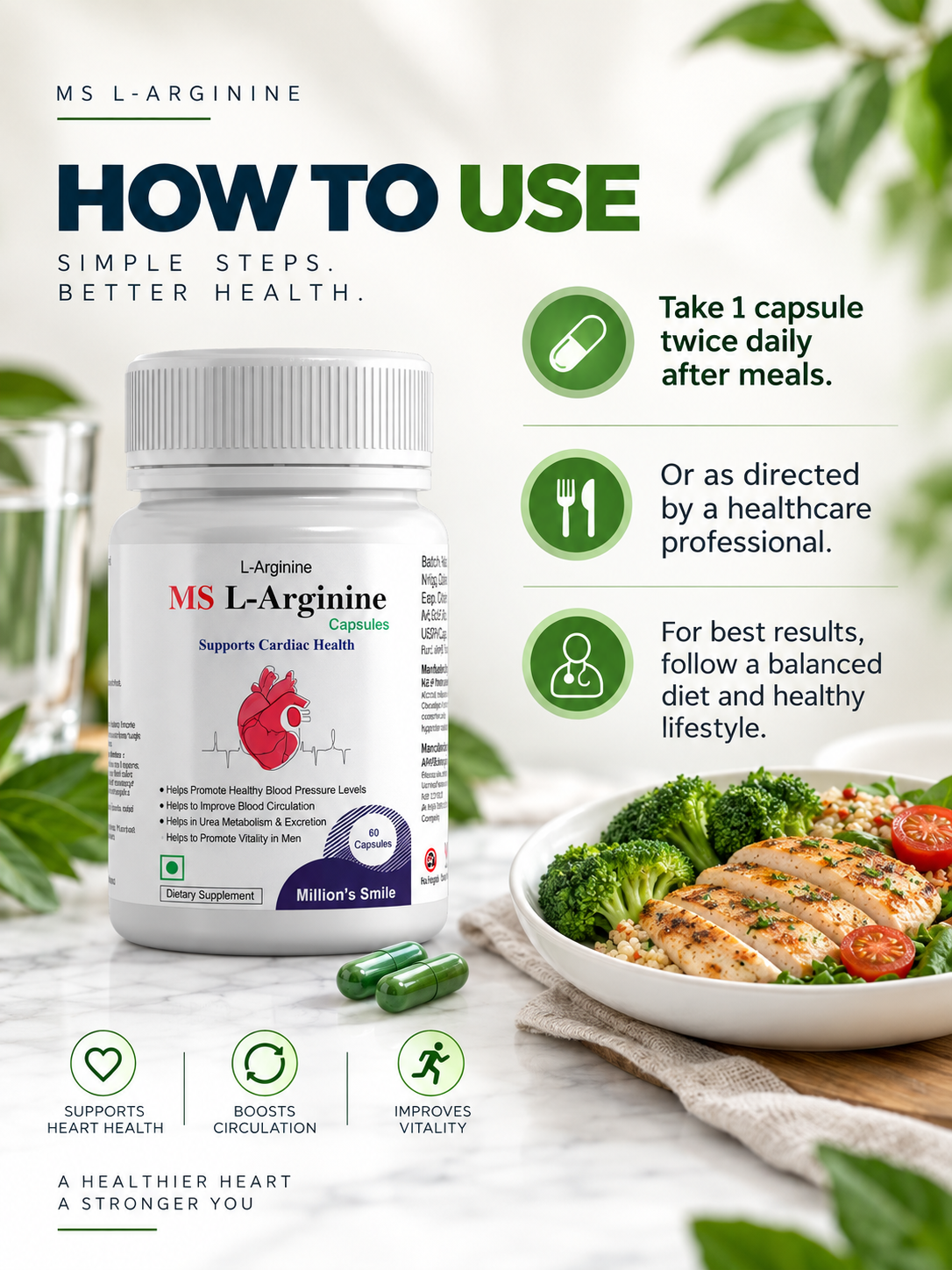 MS L-Arginine Capsules – 60 Capsules