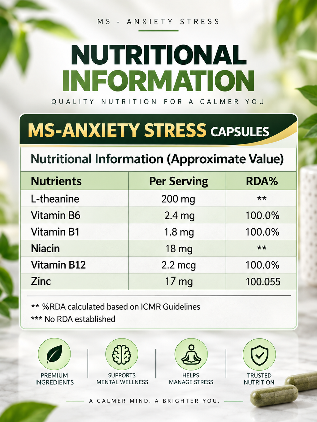 MS-Anxiety Stress Capsules – 60 Capsules