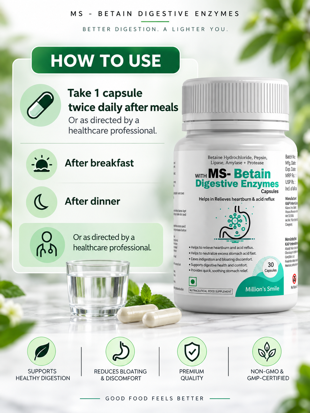 MS-Betain With Digestive Enzymes Capsules – 30 Capsules