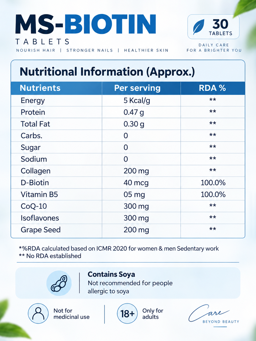 MS-Biotin Tablets – 30 Tablets