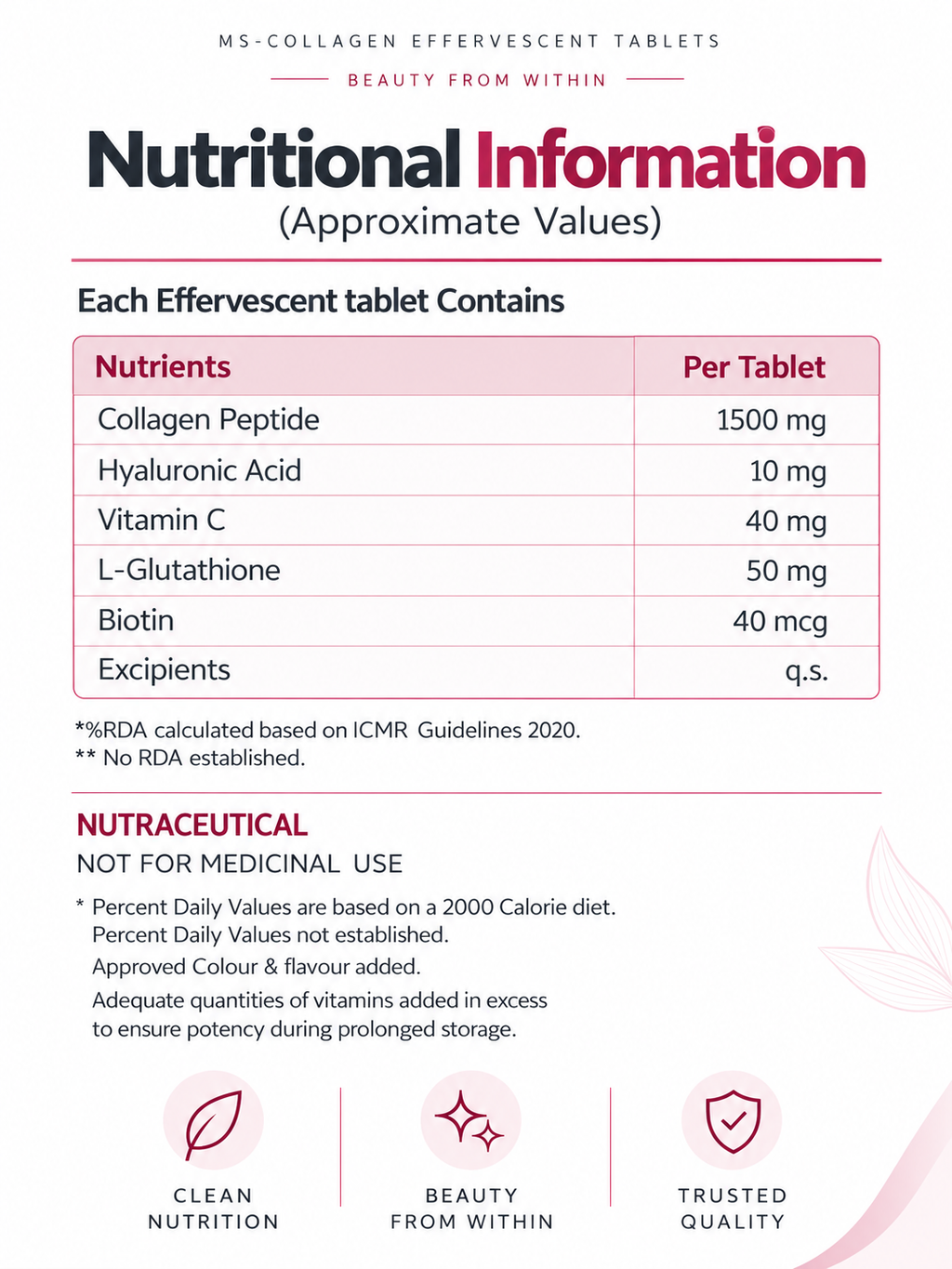 MS-Collagen Effervescent Tablets – Strawberry Flavour (15 Tablets)