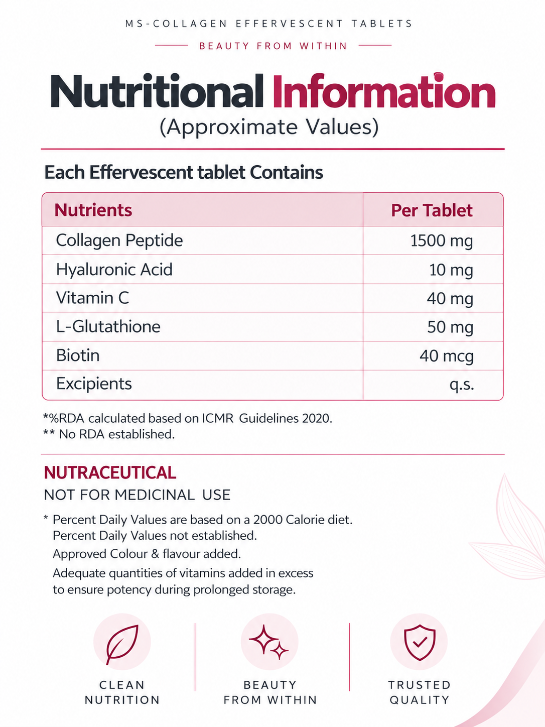 MS-Collagen Effervescent Tablets – Strawberry Flavour (15 Tablets)