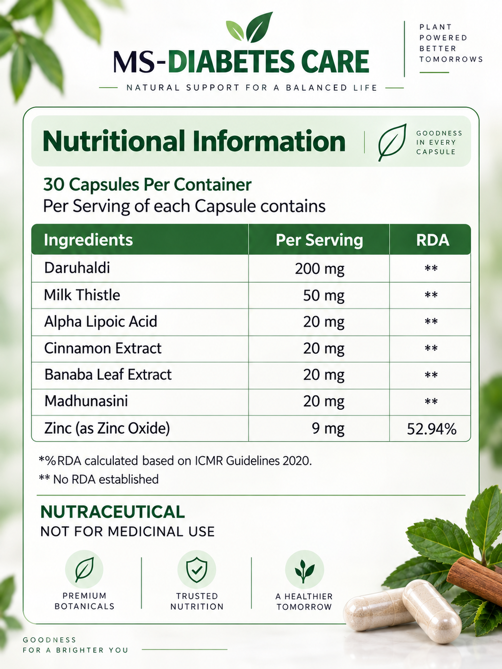 MS-Diabetes Care Capsules – 60 Capsules