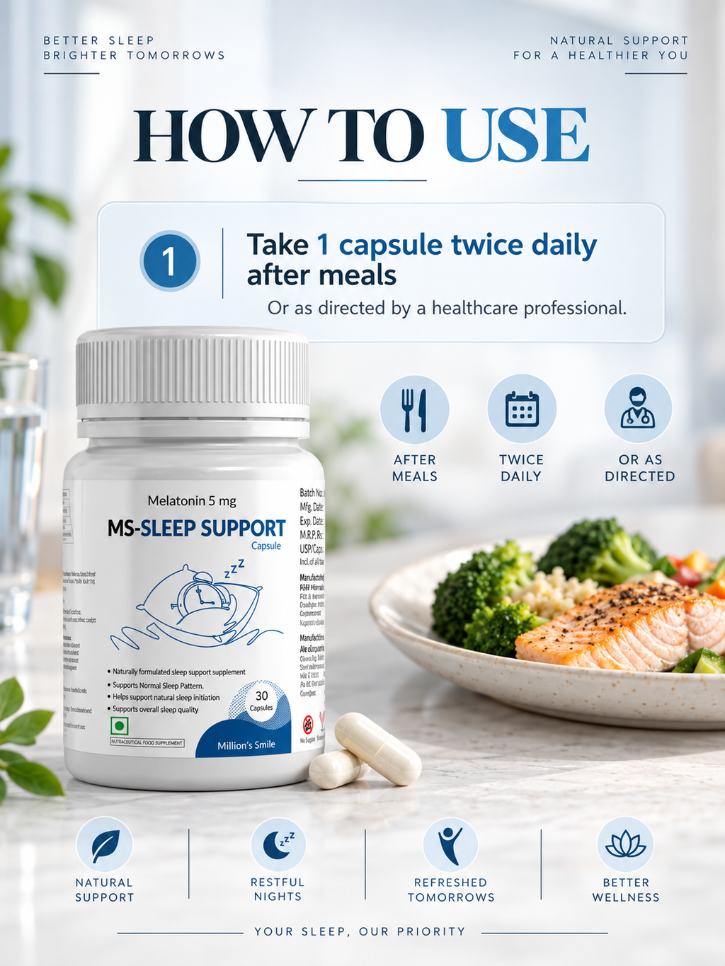 MS-Sleep Support Capsules (Melatonin 5 mg) – 30 Capsules