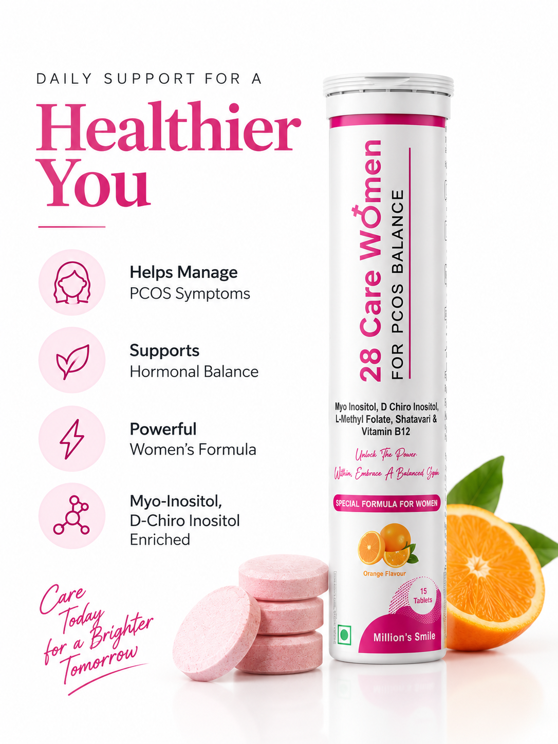 MS - 28 Care Women – For PCOS Balance Effervescent Tablets (15 Tablets)