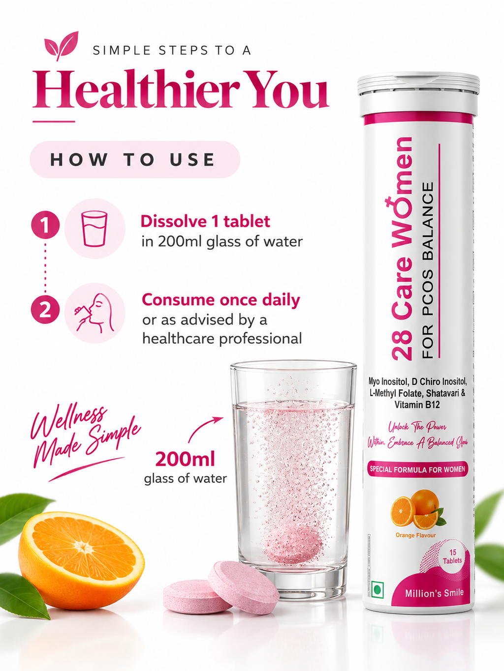 MS - 28 Care Women – For PCOS Balance Effervescent Tablets (15 Tablets)