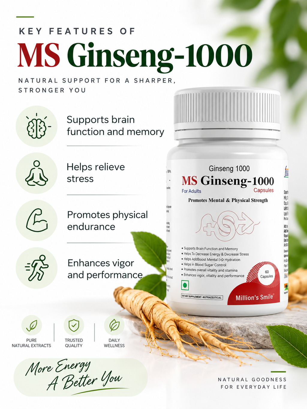 MS - Ginseng 1000 Capsules – 60 Capsules