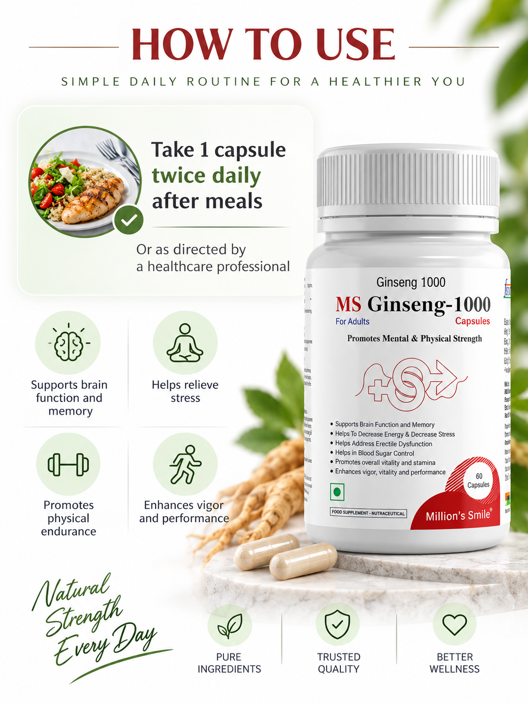 MS - Ginseng 1000 Capsules – 60 Capsules