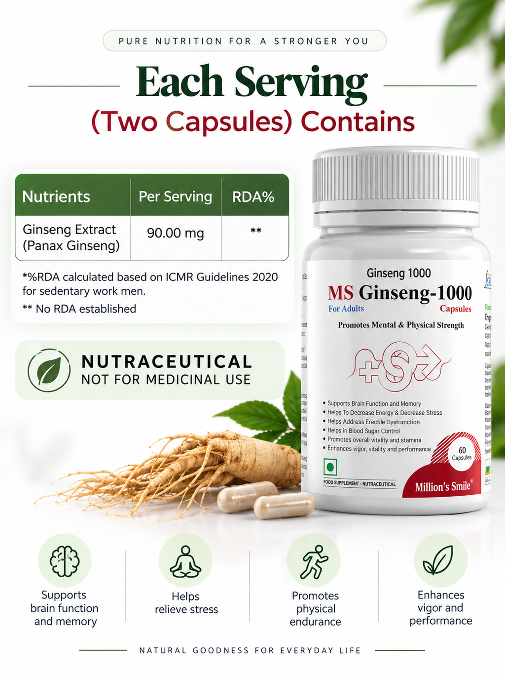 MS - Ginseng 1000 Capsules – 60 Capsules