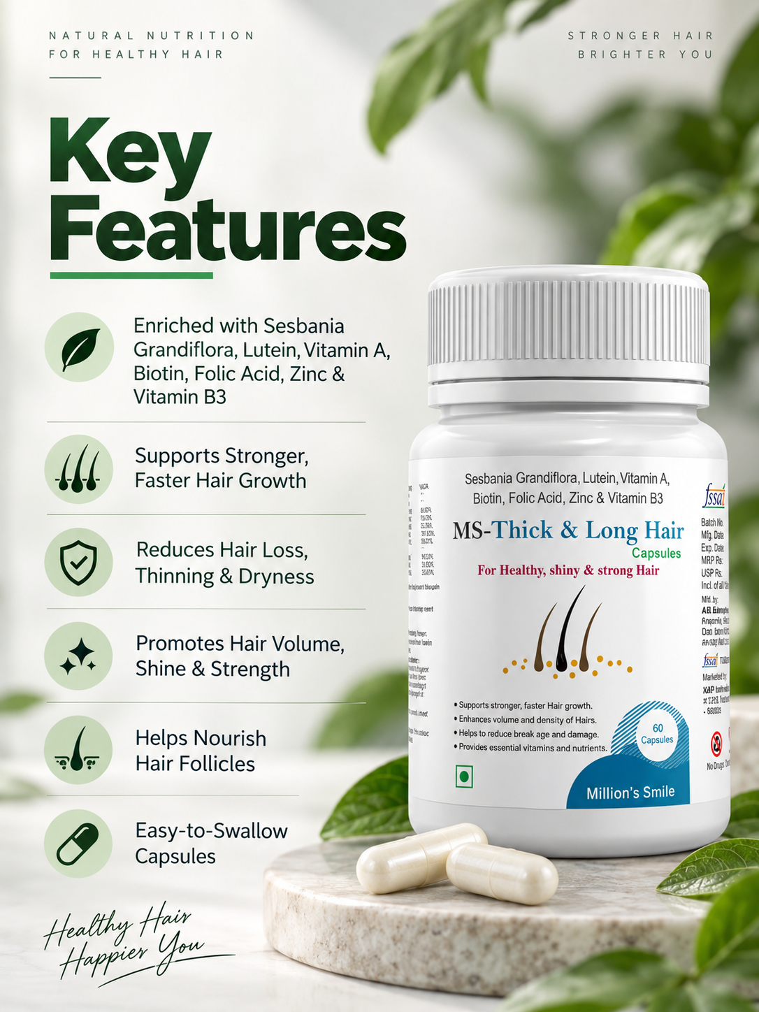 MS-Thick & Long Hair Capsules (60 Capsules)