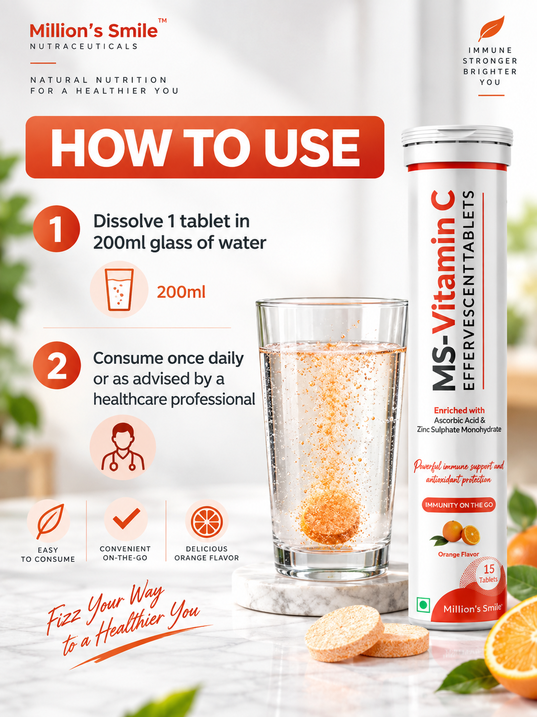 MS-Vitamin C Effervescent Tablets (15 Tablets)