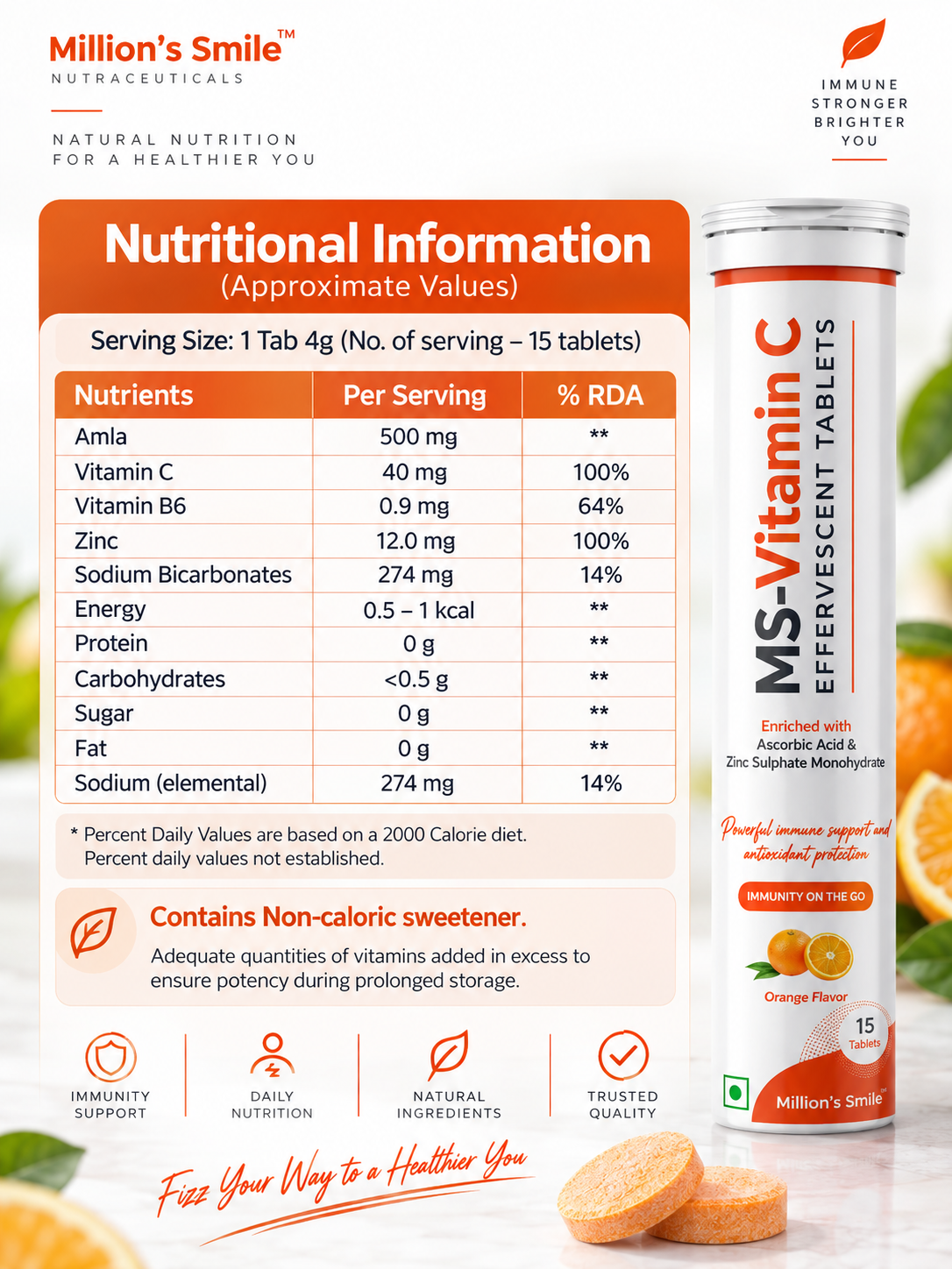 MS-Vitamin C Effervescent Tablets (15 Tablets)