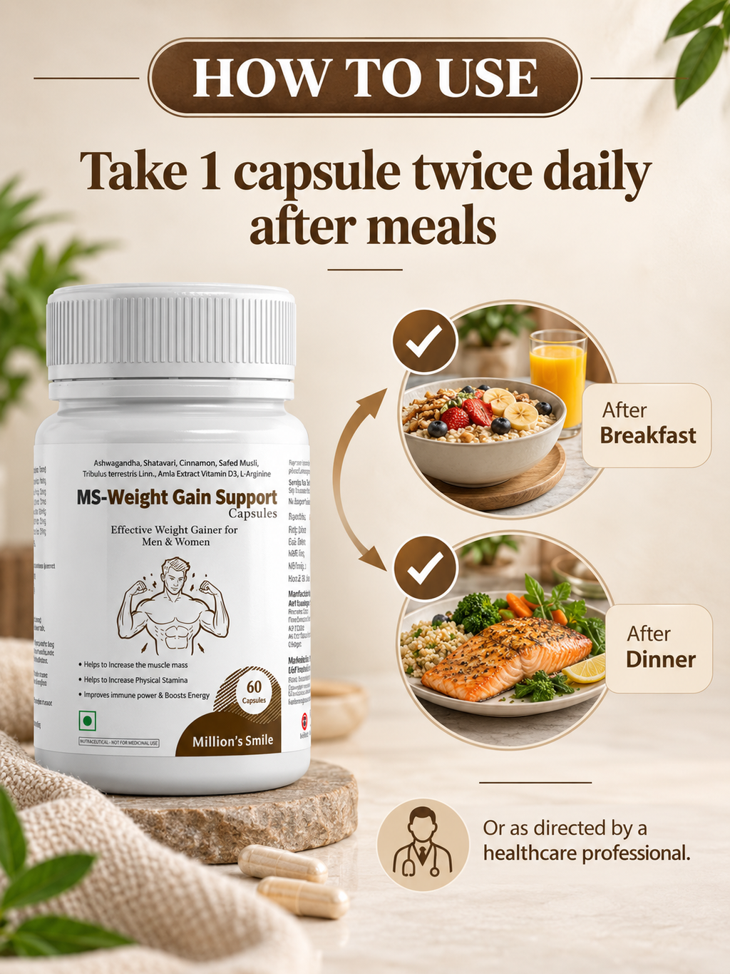 MS-Weight Gain Support Capsules – 60 Capsules