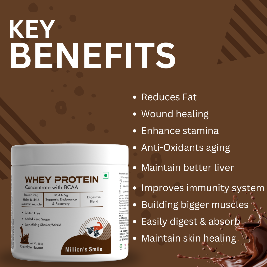 MS-Whey Protein Concentrated With BCAA Chocolate Flavoured - 256g
